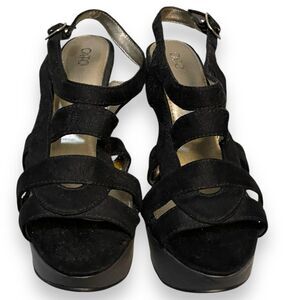 Cato High Heel Sandals Women's 9 Slingback Buckle Fabric Open Toe Party Casual